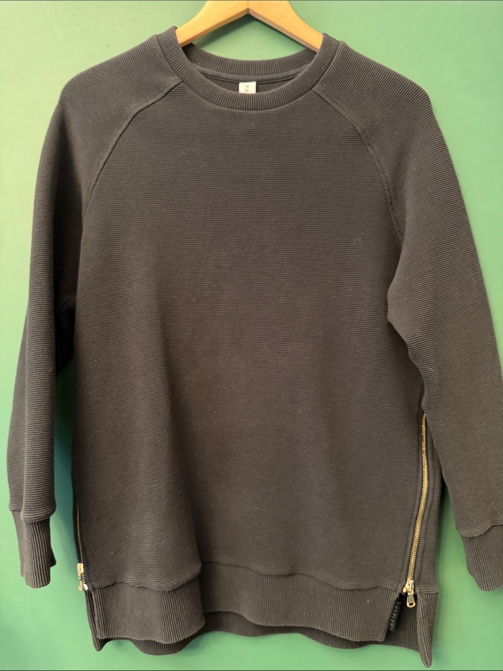 Varley Manning Black Sweatshirt with Gold Side Zips Womens XS Athleisure Lounge